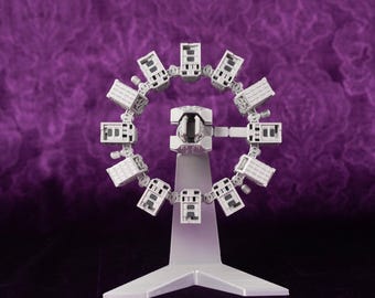 3D Printed Rotating Spacecraft Model PLA Sci Fi Spaceship Desk Decor Futuristic Space Station Shelf Display Gift For Space Lovers