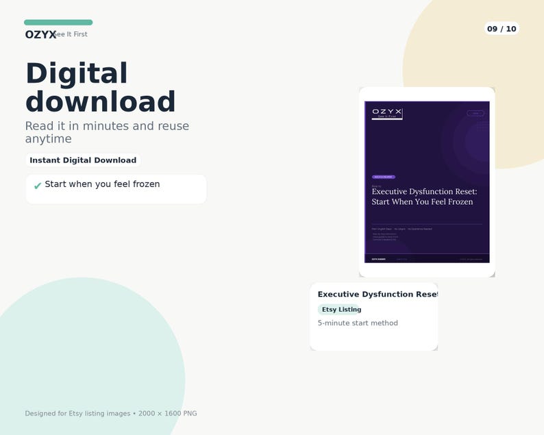 Executive Dysfunction Reset Guide, ADHD Task Initiation Help, Neurodivergent PDF, Executive Function Workbook, Digital Download image 9