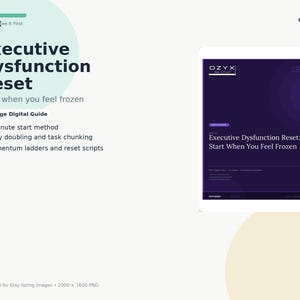 Executive Dysfunction Reset Guide, ADHD Task Initiation Help, Neurodivergent PDF, Executive Function Workbook, Digital Download