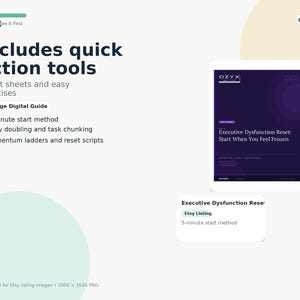 Executive Dysfunction Reset Guide, ADHD Task Initiation Help, Neurodivergent PDF, Executive Function Workbook, Digital Download image 6