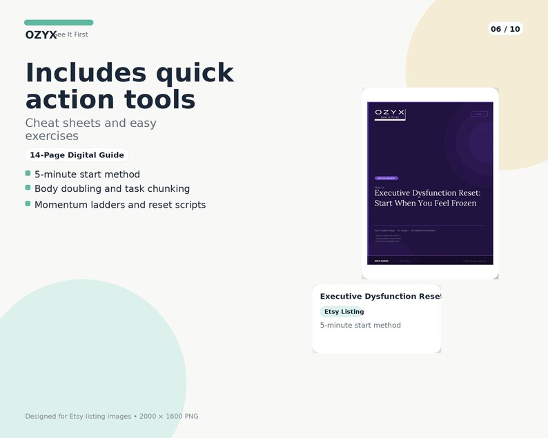 Executive Dysfunction Reset Guide, ADHD Task Initiation Help, Neurodivergent PDF, Executive Function Workbook, Digital Download image 6