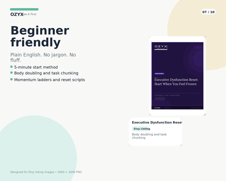 Executive Dysfunction Reset Guide, ADHD Task Initiation Help, Neurodivergent PDF, Executive Function Workbook, Digital Download image 7