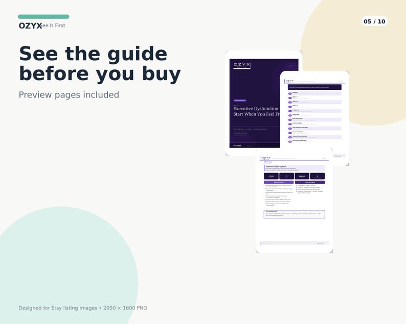 Executive Dysfunction Reset Guide, ADHD Task Initiation Help, Neurodivergent PDF, Executive Function Workbook, Digital Download image 5