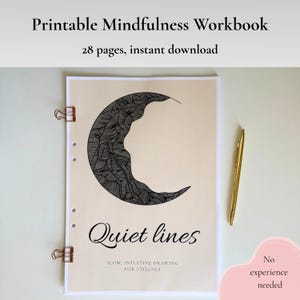 Cuaderno de ejercicios de mindfulness imprimible / Dibujo intuitivo de líneas para la calma (PDF)