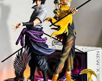 Naruto Shippuden Naruto  Sasuke Uchiha Figure Set, Anime Statue Collectible, Trendy Toy Gift  Desk Decor Model