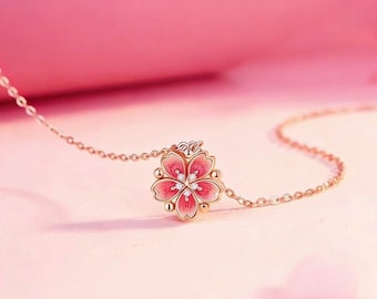 This S925 Sterling Silver Camellia Peace Buckle Necklace blends oriental elegance with light luxury style.
