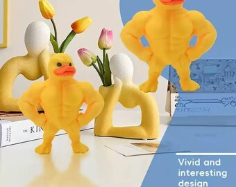 3D Printed Muscle Duck Funny Toy, New Creative Buff Duck Home Decor Desktop Ornament, Gift