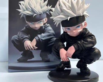 Q Version Crouching Gojo Satoru Figure, Jujutsu Kaisen Anime Collectible Model, Prize Figure, Car PC Case Decoration, Birthday Gift for Men