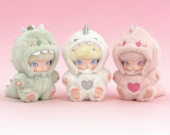 Cute Winter Plush Outfit Set for Dimoo New Birthday Diary Stranger Green Dinosaur, Fit for Vinyl Dolls