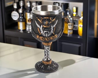 Viking Pirate Drinking Cup, Creative Stainless Steel Wine Glass, Exquisite Resin Embossed Craft Nordic Mythology Mug