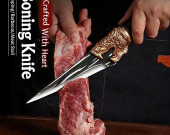 German steel, designed for boning and cutting, stainless steel kitchen knife for butchers, suitable for pig slaughtering.