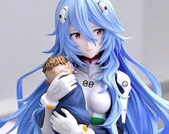 Evangelion EVA New Movie Long Hair Kneeling Rei Ayanami Figure, Sitting Beautiful Girl Anime Model Decoration Ornament