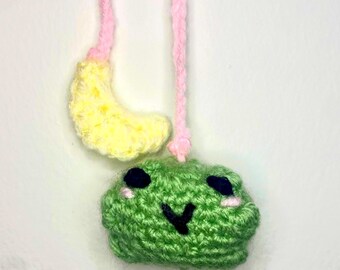Handmade Crochet Froggy Charm - Adorable Amigurumi Accessory for Bags, Headphones, or Room Decor