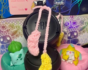 Handmade Crochet Mini Moon Charm | 100% Acrylic Yarn | Amigurumi | Adorable Bag/Headphone Charm <3