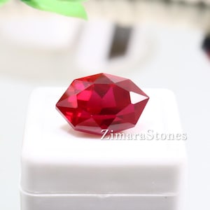 Natural 8 Carat Red Ruby Hexagon Cut | GGI Certified Faceted Gemstone | Large Ruby for Ring or Pendant 13x9x5 mm