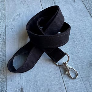 Solid Black Lanyard - Pick Your Length - Optional Breakaway Clasp - Cotton Fabric - Key / ID / Badge Holder