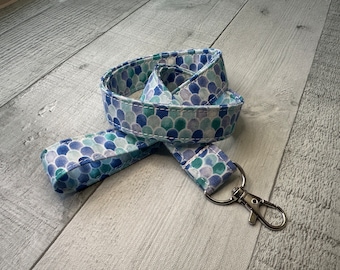 Cordón de escamas de sirena - Elija su longitud - Cierre de seguridad opcional - Tela de algodón - Porta llaves/identificación/credencial