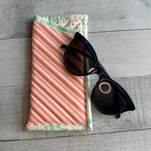 Fabric Sunglasses Pouch - Glasses Case - Modern Pink Stripes - Regular Size