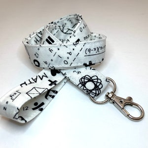 Math Lanyard - Optional Breakaway Clasp - Cotton Fabric - Key / ID / Badge Holder - Choose your Length