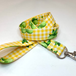 Lime Lanyard: Yellow Gingham Cotton ID Badge Holder