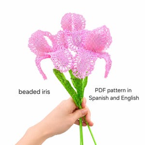 Perlen Iris Blumen Muster, French Beading Tutorial (Englisch / Spanisch PDF)