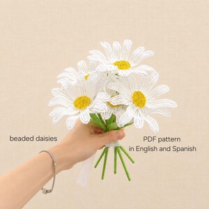 Gänseblümchen Blumenmuster, French Beading Tutorial (English & Español PDF)