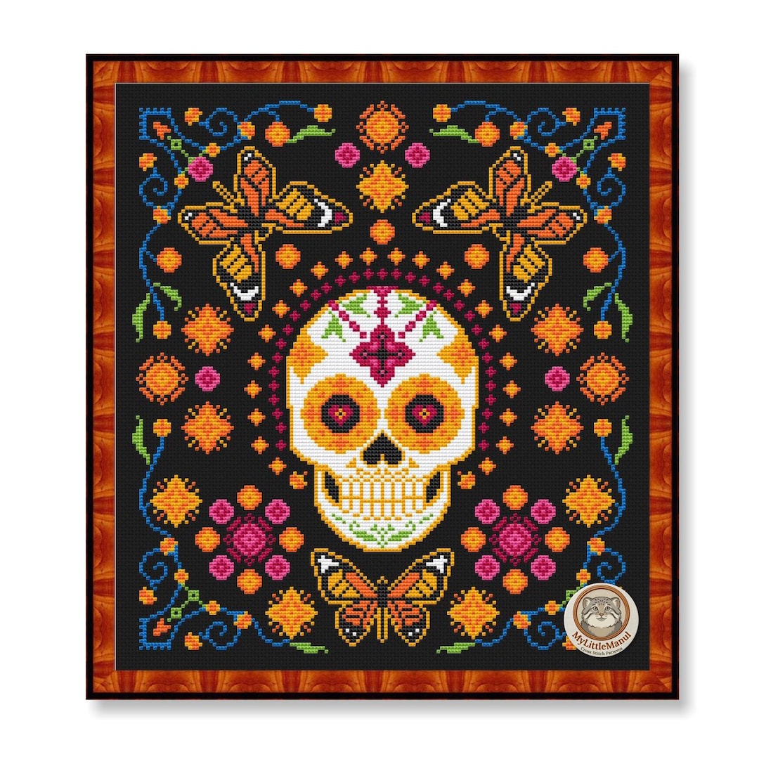 El Dia De Los Muertos Cross Stitch Pattern: the Sugar Skull Sampler ...