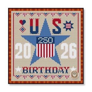 Kruissteekpatroon Amerikaanse 250e verjaardag: patriottische sampler (pdf-download)