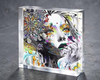 Urban Princess Graffiti Oil Acrylic Block for Baby Stork Farm Design Name Date Acrylic Sheet Painting Acrylic Desktop Display