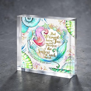 But A Mermaid Has No Tears Acrylic Block for Baby Stork Farm Design Name Date Lámina acrílica Pintura Acrílico Exhibidor de escritorio