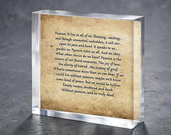 Buffy Passion Quote Acrylic  Block for Baby Stork Farm Design Name Date Lámina acrílica Pintura Acrílico Exhibidor de escritorio