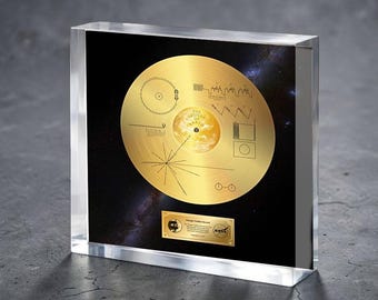 Voyager 1 Golden Record Space Acrylic  Block for Baby Stork Farm Design Name Date Lámina acrílica Pintura Acrílico Exhibidor de escritorio