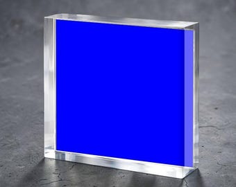 Color Blue Acrylic Block for Baby Stork Farm Design Name Date Lámina acrílica Pintura Acrílico Exhibidor de escritorio