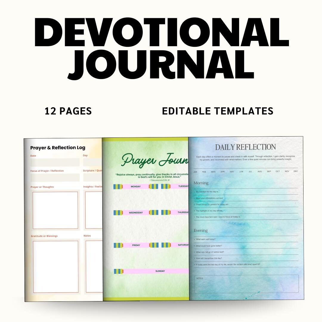 Devotional Journal PDF PNG | Daily Bible Study Log | Prayer Request ...