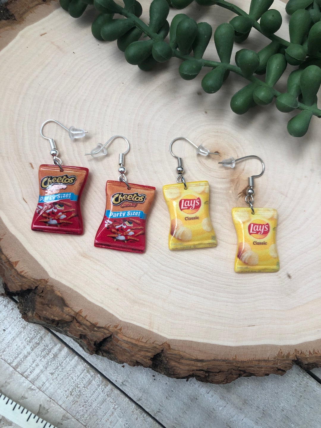 Cabochon Chip Bag Earrings, Kawaii Earrings, Food Earrings, Food