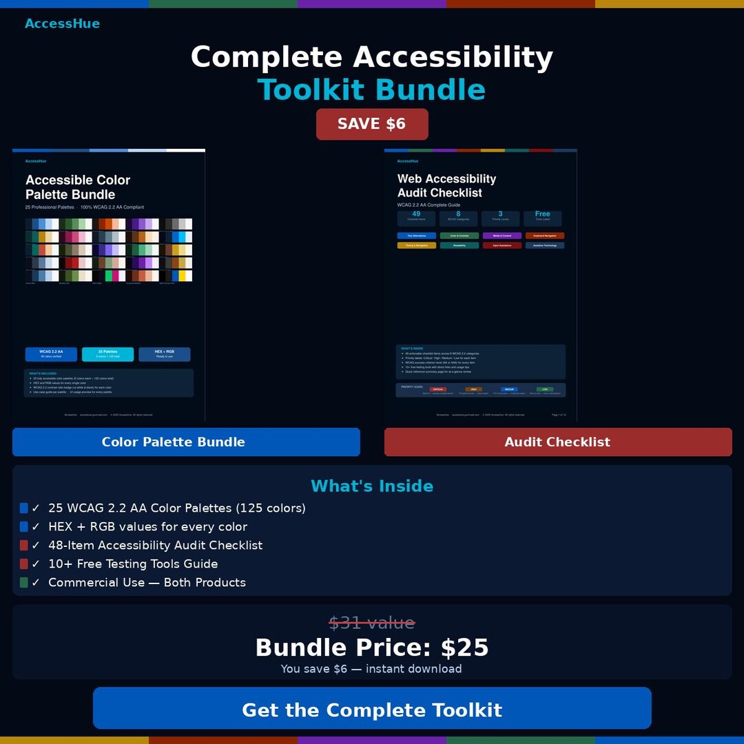 Accessible Design Bundle — Color Palette and Audit Checklist | WCAG 2.2 ...