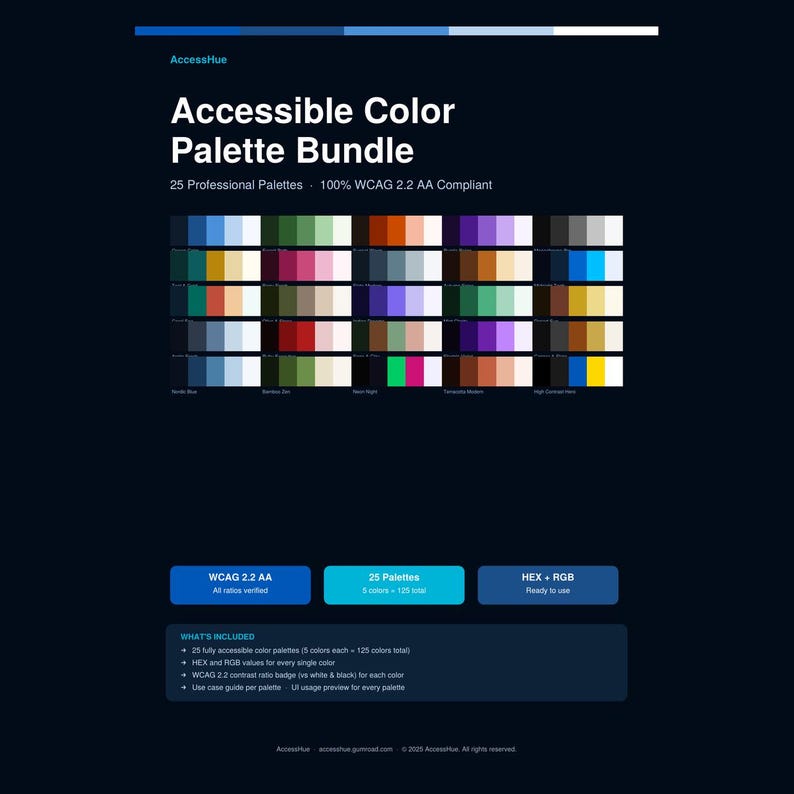 Accessible Design Bundle — Color Palette and Audit Checklist | WCAG 2.2 ...