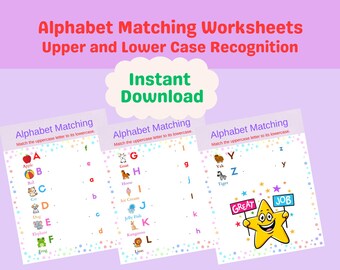 Feuille de travail pour l'association de l'alphabet | Activité d'apprentissage préscolaire | Téléchargement instantané |