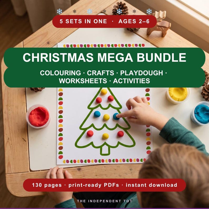 Christmas Activity Bundle | 5-in-1 Printable Pack | Coloring, Crafts ...