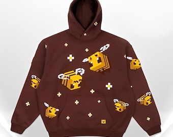 Sehr cooles x Minecraft Busy Bees Pixel All Over Print Hoodie