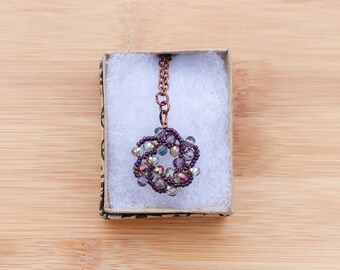 Purple and Copper Galaxy Necklace - Ethereal Star Pendant - Night Sky Constellation - Whimsical Gift for Her - Outer Space Jewelry
