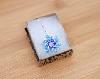 Blue Silver Crystal Galaxy Necklace - Ocean Waves Summer Beach Jewelry - Mermaid Naiad Cosplay - Fantasy Gift for Her - Fairycore Whimsical