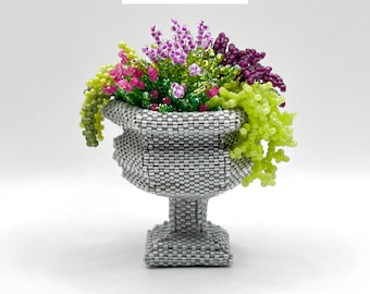 Mini Urn Planter with Flowers TUTORIAL/pattern/instructions/PDF