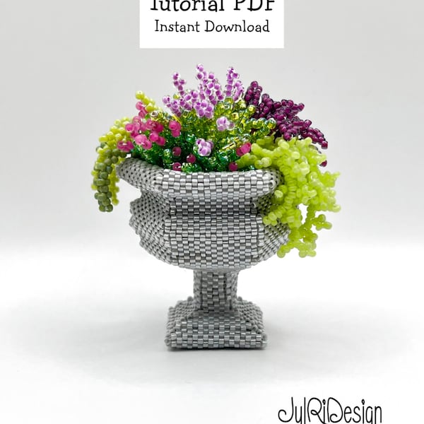 Mini Urn Planter with Flowers TUTORIAL/pattern/instructions/PDF