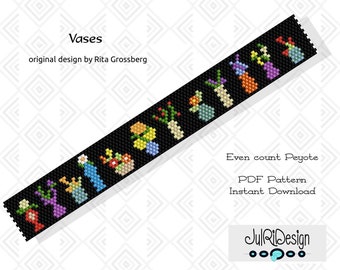 Peyote PDF Bracelet Pattern/PDF/Beading Pattern - Vases
