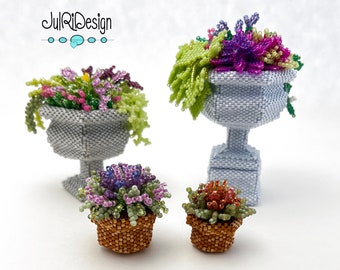 Mini TALL Urn Planter with Flowers TUTORIAL/pattern/instructions/PDF