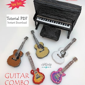 Beaded Miniature Acoustic AND Electric Guitar TUTORIAL/pattern/instructions/PDF/Instant Download