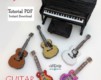 Beaded Miniature Acoustic AND Electric Guitar TUTORIAL/pattern/instructions/PDF/Instant Download