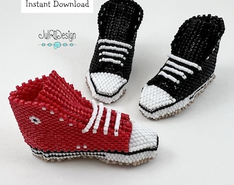 Beaded Miniature High Top Sneaker TUTORIAL/pattern/instructions/PDF/Instant Download