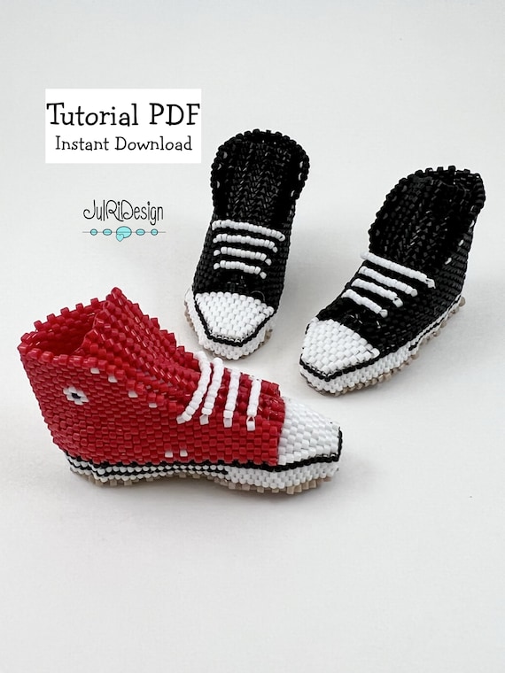 Beaded Miniature High Top Sneaker TUTORIAL/pattern/instructions/PDF/Instant Download